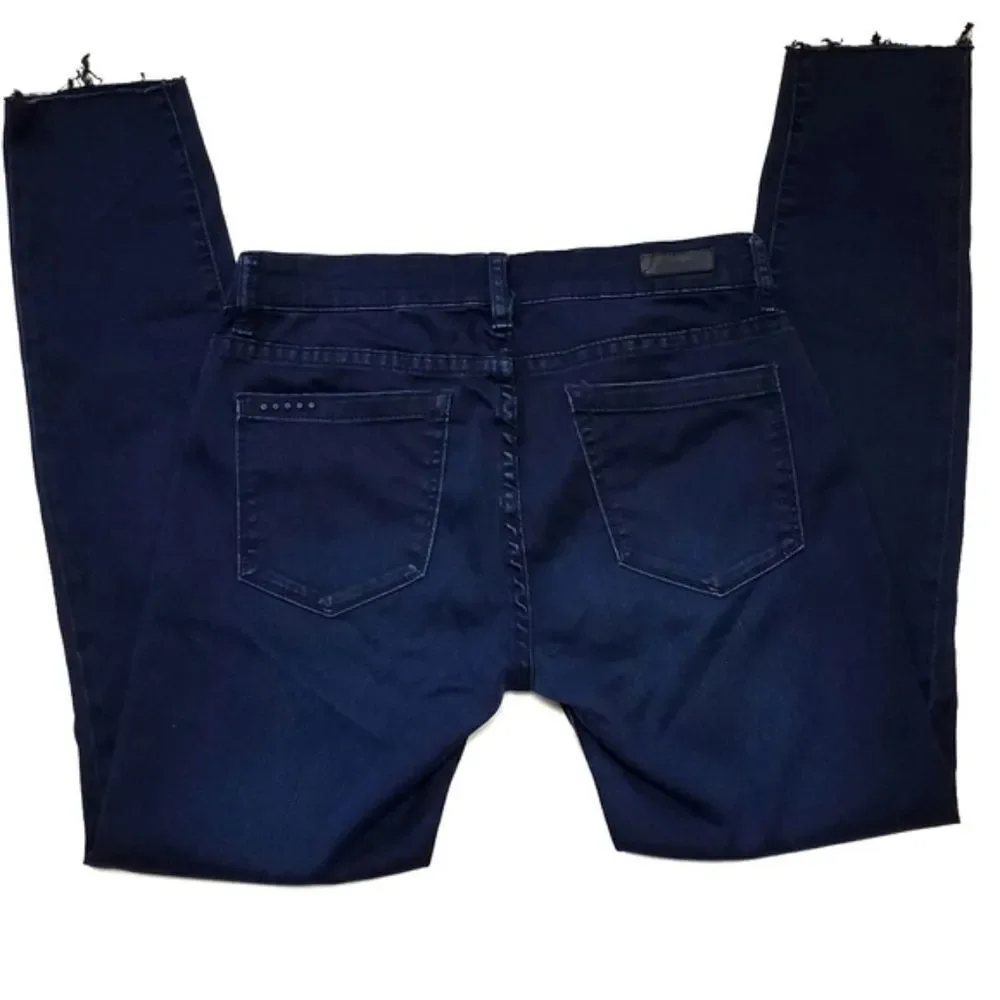 BLANKNYC Dark Wash Raw Cut Distressed Skinny Jeans